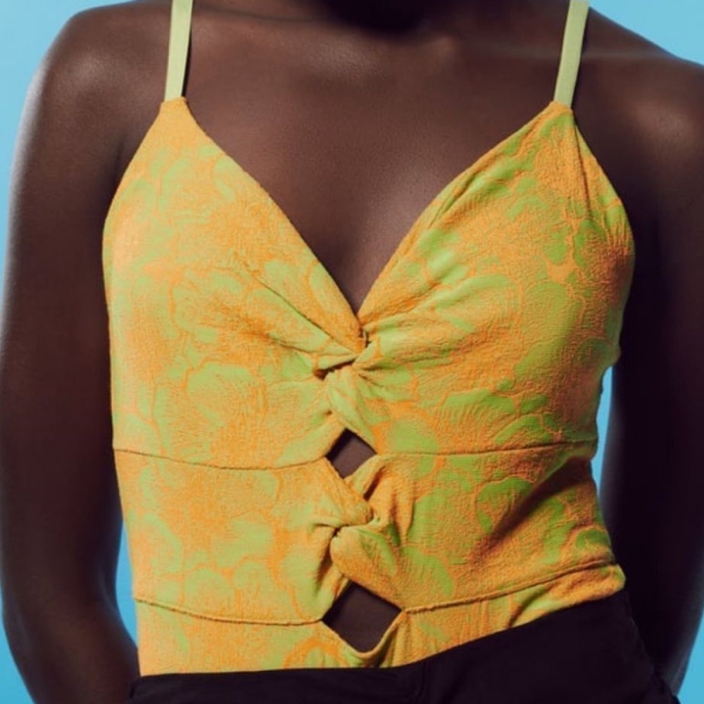 BOGO Zara Orange and Green Floral Bodysuit